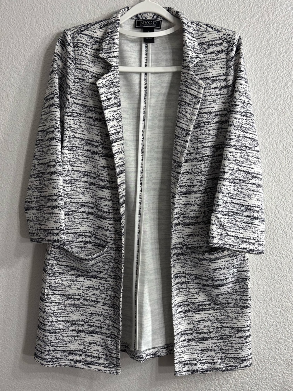 NYCC Open Front Black & White Blazer with Pockets Woman Size S